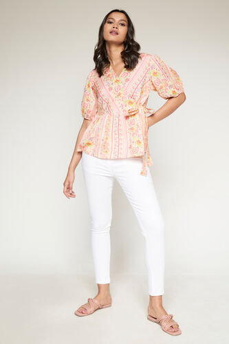 Shorts sleeve Top, Peach, image 2